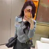 Elegante y único suéter de punto con solapa de bordado trenzado para mujer, otoño e invierno, de manga larga, top distintivo y hermoso