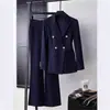 Traje Formal Azul Marino Profesional para Estudiantes Universitarias, Ropa Formal para Entrevistas, Atuendo de Trabajo, Nuevo Estilo de Primavera, Traje de Alta Gama