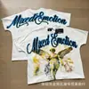 Camiseta Unisex de Marca de Moda Transfronteriza Estilo Americano Mezcla de Ángel High Street Pedrería Vintage Holgada Manga Corta Estampado Integral