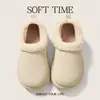 Zapatos de Algodón con Suela Gruesa para Mujer 2026 Invierno Nuevo Estilo Calidez Interior con Felpa Cubre-Talón Pantuflas de Algodón Protección contra el Frío Exterior Zapatos de Algodón de Punta Cerrada