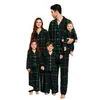 Nuevo conjunto de pijama casual de moda a cuadros con solapa de manga larga estilo navideño europeo y americano para toda la familia, padre e hijo 2633