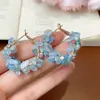 Pendientes de Flor Coloridos con Aguja de Plata Estilo Vacaciones de Verano, Pendientes de Moda de Lujo Ligero de Alta Gama, Accesorios para Orejas de Nicho para Mujeres