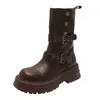 Botines Martin de caña media para mujer petite, botines retro nuevos de otoño 2026, botines cortos de moda en color marrón