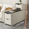 Mesa Auxiliar de Sofá de Lujo Ligero Sala de Estar Madera Maciza Hogar Gabinete Lateral Multifuncional Gabinete Estrecho Pequeño Ultra Delgado Gabinete de Almacenamiento Simple