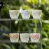 Taza de té de alta gama de seis colores, estilo vintage pintada a mano para ceremonias de té para maestros, juego de té de cristal, taza especial para beber té