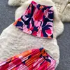 Conjunto de Dos Piezas para Mujer Estilo Verano para Ir al Trabajo: Top de Tubo con Estampado y Pantalones Casuales de Pierna Ancha de Cintura Alta para Paseos de Verano