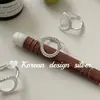 Anillo Trenzado Oval Hueco de Plata de Ley S925 Estilo Ins de Dongdaemun Coreano, Moderno y Versátil para Mujer