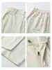 Roupas Masculinas Apo Calças Casuais Masculinas Transfronteiriças Primavera Soltas de Perna Reta Versáteis Algodão Liocel Semi-Elástico Calças Longas Brancas