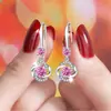 Nuevos pendientes colgantes con gancho de oreja de trébol de cuatro hojas para mujer, pendientes de plata de imitación, pendientes de red populares, simples, venta al por mayor de fábrica