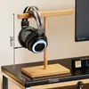 Soporte de Madera Maciza para Auriculares Soporte para Auriculares de Computadora Estante de Almacenamiento para Auriculares Bluetooth Soporte de Exhibición para Auriculares de Gaming de Escritorio