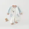 Macacão de manga comprida Jenga baby, macacão de algodão puro para bebês na primavera e no outono, roupa de engatinhar para meninas, roupas de bebê para meninos