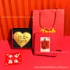 Ouro Puro 999 Criativo 520 Qixi Exquisite Moeda de Ouro em Formato de Coração Conjunto de Presente Decoração de Dia dos Namorados Personalizado Venda por Atacado