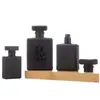 Botellas de Perfume Negras Planas Cuadradas de Gama Alta en Stock, Varios Tamaños, Botellas con Atomizador de Presión de Cierre a Presión, Botellas Dispensadoras de Vidrio Portátiles para Uso Diario