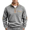 Sudadera para Hombre Amazon Estilo Europeo y Americano Media Cremallera Color Vintage Bloques de Color Pulóver Superior Deportivo Casual Cuello Alto Sudadera de Forro Polar