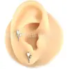 Jiangtitanium F136 Clavo de Hueso de Oreja de Titanio Tulipán Incrustado con Circonita Transfronterizo Cuerpo de Aleación de Titanio G23 Joyería para Piercing Clavo de Oreja