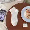 Meias de Primavera e Verão para Mulheres, Meias Curtas Finas com Laço de Seda Vazado, Meias Brancas Respiráveis Estilo Japonês, Meias de Estudante