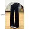 Jeans de Perna Larga Versão A Azul Escuro Feminino Primavera e Verão Novo plus size garota cheinha Solto Emagrecimento Corpo Pera Calça Reta