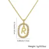 Distrito Lu nuevo collar con colgante ovalado hueco bañado en cobre 26 letras cadena para suéter de temperamento simple versátil accesorios