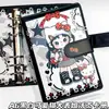 Nuevo Carpeta de Almacenamiento A6 Blanco y Negro, Moderna y Genial Gato Lindo de Dibujos Animados Hebilla Magnética para Tarjetas Carpeta de Tarjetas, Cuaderno de Hojas Sueltas de PU