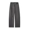 Calças casuais masculinas de outono, tamanho grande, marca da moda, corte solto, alta qualidade, perna reta, com cinto, estilo old money, retrô, bainha curva