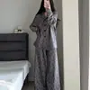 [Gatito Gris Avanzado] Pijama Nuevo Estampado para Mujer, Manga Larga y Pantalón Largo para Primavera y Otoño, Nuevo Conjunto Cálido para Estar en Casa