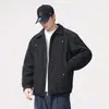 Chaqueta de trabajo estilo retro americano con forro polar, abrigo de algodón grueso cálido de invierno para hombre, prenda exterior holgada con relleno de algodón