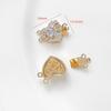 14k banhado a cobre cor de ouro real incrustado zircão três fileiras pino fivela de conexão de pérola fivela diy pulseira artesanal colar acessórios