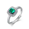 Anillo de esmeralda de nuevo estilo transfronterizo plata S925 incrustado color brillante tesoro anillo abierto para dedo retro europeo y americano lujo ligero
