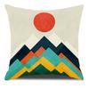 Capa de almofada nórdica irregular abstrata de montanha com estampa de nascer do sol, capa de almofada para decoração de casa e sofá