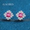 Aretes de moda retro de plata esterlina 925 esmeralda azul rojo diseño nicho temperamento atmósfera mayoreo en stock