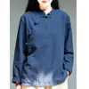 Nuevo Top Retro Artístico Estilo Chino 205 Algodón y Lino con Tapeta de Botones, Cuello Inclinado, Vestido de Té, Camisa Zen de Manga Larga para Mujer