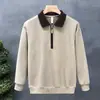 Estilo Academia Británica Ropa de Hombre Bloque de Color Cuello Ropa de Hombre Suéter de Punto Moda Gama Alta Corte Ajustado Camisa Polo Manga Larga Hombre