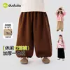 Calças de Lã Forradas Dudu's Girls, Calças Longas Outono e Inverno para Meninas Pequenas, Calças Estilosas Tipo Lanterna para Moda Infantil