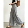 Nueva colección de principios de otoño 2026: Pantalones grises de pierna ancha para mujer en un estilo clásico y sofisticado, con un corte recto holgado, una caída favorecedora y un efecto adelgazante, perfectos para uso casual
