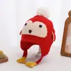 Touca de Bebê Outono e Inverno Super Fofa com Forro de Lã Proteção para Orelhas Chapéu de Pinguim Desenho Animado Touca de Lã para Bebê Touca de Tricô Infantil