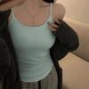 Otoño e Invierno Cálido Lijado Color Sólido Camisola Chaleco de Mujer con Almohadilla en el Pecho Hermosa Espalda Sin Mangas Interior Combinable Base Chaleco con Forro Polar