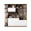 Fábrica de Foshan Personalizado Luxo Leve Liga de Alumínio Aparador Porta de Armário de Vidro com Luz Integrada Combinação Armário de Vinho de Alumínio Completo Montado na Parede