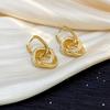 Aretes Geométricos de Lujo Ligero Transfronterizo con Diamantes Viento Frío Diseño Nicho Circonita Micro-incrustada Aretes Cuadrados con Hebilla para la Oreja Sentido Avanzado