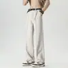 Calças masculinas estilo americano para rua, para primavera e verão, calças masculinas retas e fluidas da moda com toque de alta qualidade, calças casuais masculinas resistentes a amassados