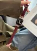 Correa de Cuero Rojo Angora Oro Rosa Adecuada para Apple Watch iWatch 12ª Generación 11/10Ultra
