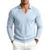 2026 Masculino Gola Lapela Decote V Manga Longa Tricô Liso Casual Pulôver Top