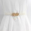 Cinto elástico com corrente de cintura de pérolas e strass estilo coreano para mulheres, vestido da moda, decoração, cinto elástico com flores doces para mulheres, capa elástica para cintura