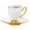 Taza de Café de Cerámica con Borde Dorado Estilo Americano con Platillo, Taza de Té de Lujo Estilo Europeo Estilo Británico, Juego de Tazas de Té Pequeñas de Lujo Elegantes de Clase Comercial