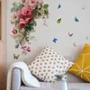 Adesivos de Parede Flor Rosa Borboleta Transfronteiriços para Sala de Estar Parede de Entrada Decoração de Casa Mural PVC Autoadesivo Removível PVC