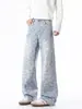 Jeans a cuadros coloridos de nicho retro americano transfronterizo para hombre, pantalones rectos sueltos de pierna ancha de alta calle nuevos de primavera y otoño para hombre