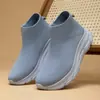 Zapatos Deportivos Casuales de Verano para Hombre, Transpirables, de Malla Fly-Knit, para Correr, Slip-On, Ligeros, Tipo Calcetín Negro
