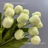 Crema Hidratante de Tallo Único Flor Artificial Tulipán Pétalo Doble Tacto Ramo Flor Falsa de Alto Calidad Aspecto Húmedo Decoración del Hogar