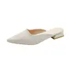 Mules sencillos lisos sin cordones, nueva tendencia 2026 para mujer para exteriores, sandalias doradas de tacón fino con punta cuadrada