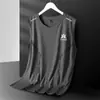 Fabricante Original Camiseta de Verano para Hombre de Seda Helada Transpirable sin Mangas Ropa Deportiva Fitness Capa Base Hombro Ancho Entrenamiento Top de Moda