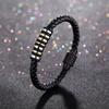 Pulseiras de Couro Transfronteiriças, Joias Coloridas de Aço Inoxidável, Pulseiras de Couro Trançado, Pulseiras de Couro, Joias Masculinas Simples e Modernas